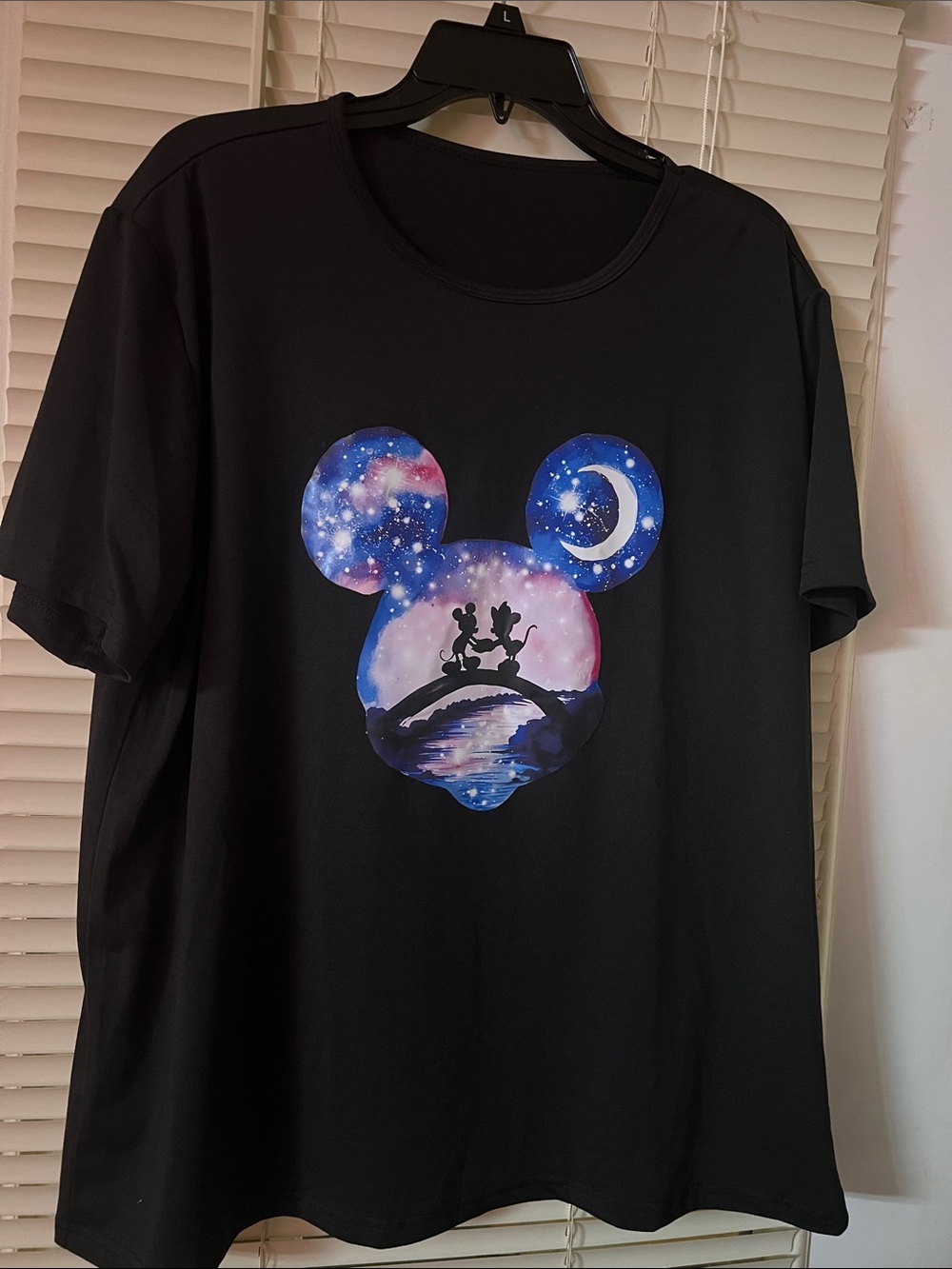 Disney Black short Sleeve Tee with Galaxy Mickey Silhouette. Size3X